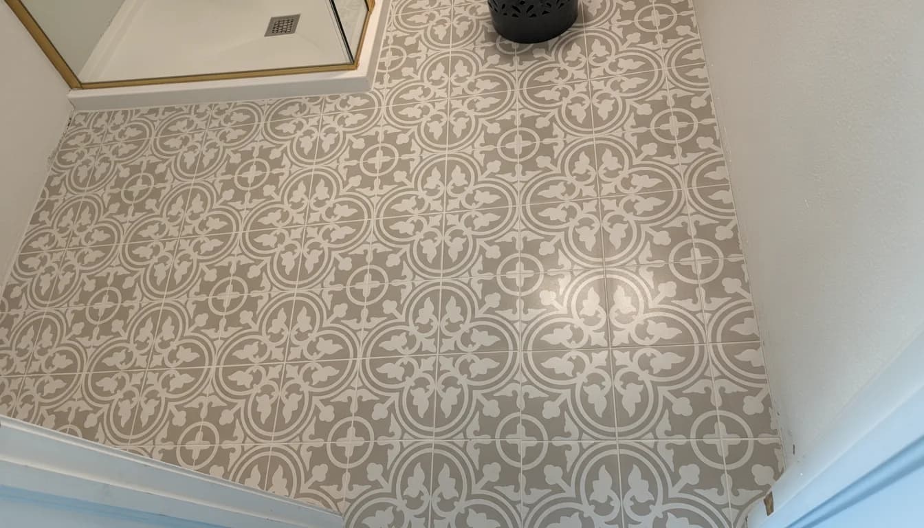 Freshly installed tile floor in a bright Tampa Bay home living room